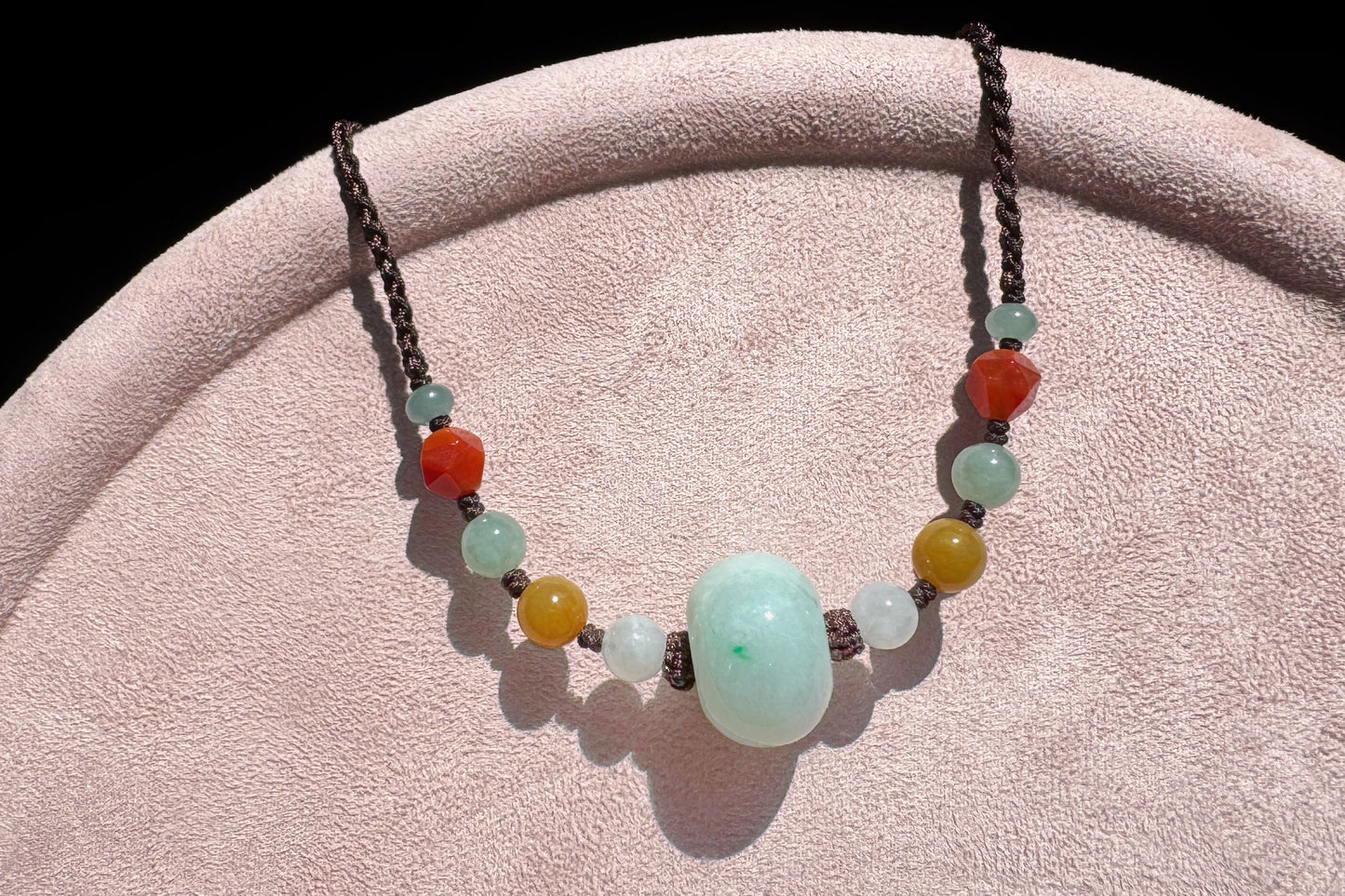 Certified Natural Grade A Jadeite Jade Hand Braided Adjustable Necklace, Jadeite Jade Necklace, 保真天然A货翡翠厚装路路通手编锁骨链项链