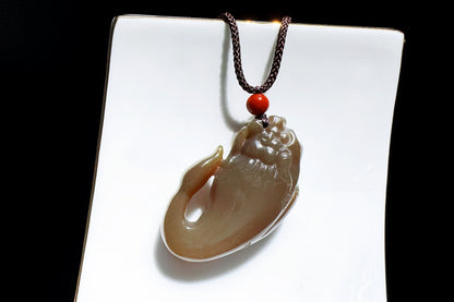 Certified Natural Dark Brown Sugar Hetian Nephrite Dragon Fish Pendant, Nephrite Jade Fish Turning Drago Pendant, Brown Jade, 天然糖玉鱼化龙吊坠深糖玉龙鱼吊坠
