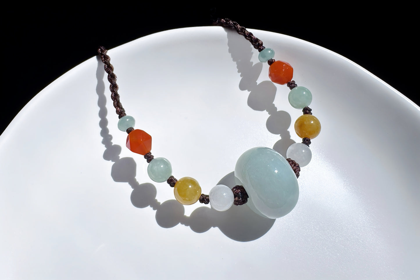 Certified Natural Grade A Jadeite Jade Hand Braided Adjustable Necklace, Jadeite Jade Necklace, 保真天然A货翡翠厚装路路通手编锁骨链项链