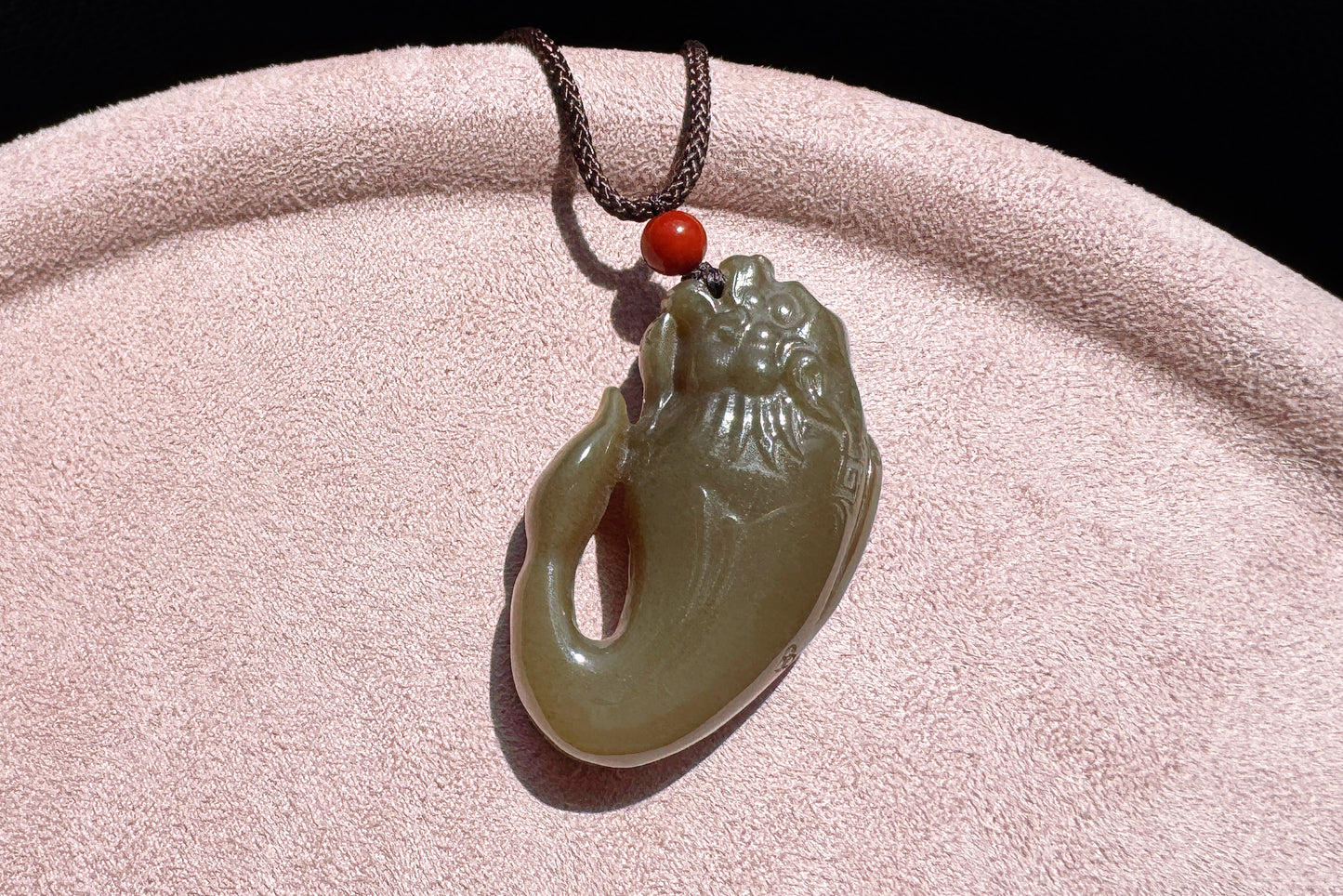Certified Natural Dark Brown Sugar Hetian Nephrite Dragon Fish Pendant, Nephrite Jade Fish Turning Drago Pendant, Brown Jade, 天然糖玉鱼化龙吊坠深糖玉龙鱼吊坠