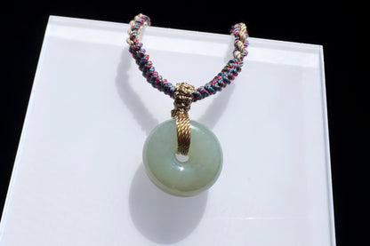 Natural Hetian Nephrite Jade Peace Buckle Pendant, Jade Peace Buckle Necklace, 天然和田玉平安扣面包扣吊坠