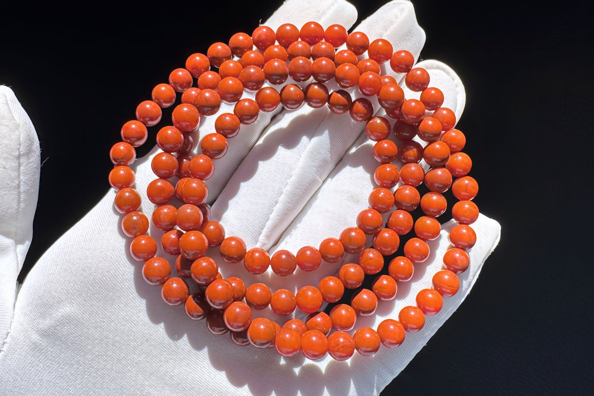 Natural Nanhong South Red Agate Beaded Four Wraps Bracelet, Unheated Sichuan Nanhong, 天然川料南红玛瑙多圈手串