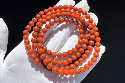 Natural Nanhong South Red Agate Beaded Four Wraps Bracelet, Unheated Sichuan Nanhong, 天然川料南红玛瑙多圈手串