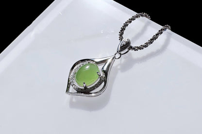 High Grade Natural Green Nephrite In S925 Sterling Silver Setting, Green Nephrite Silver  Pendant, 天然碧玉S925银吊坠