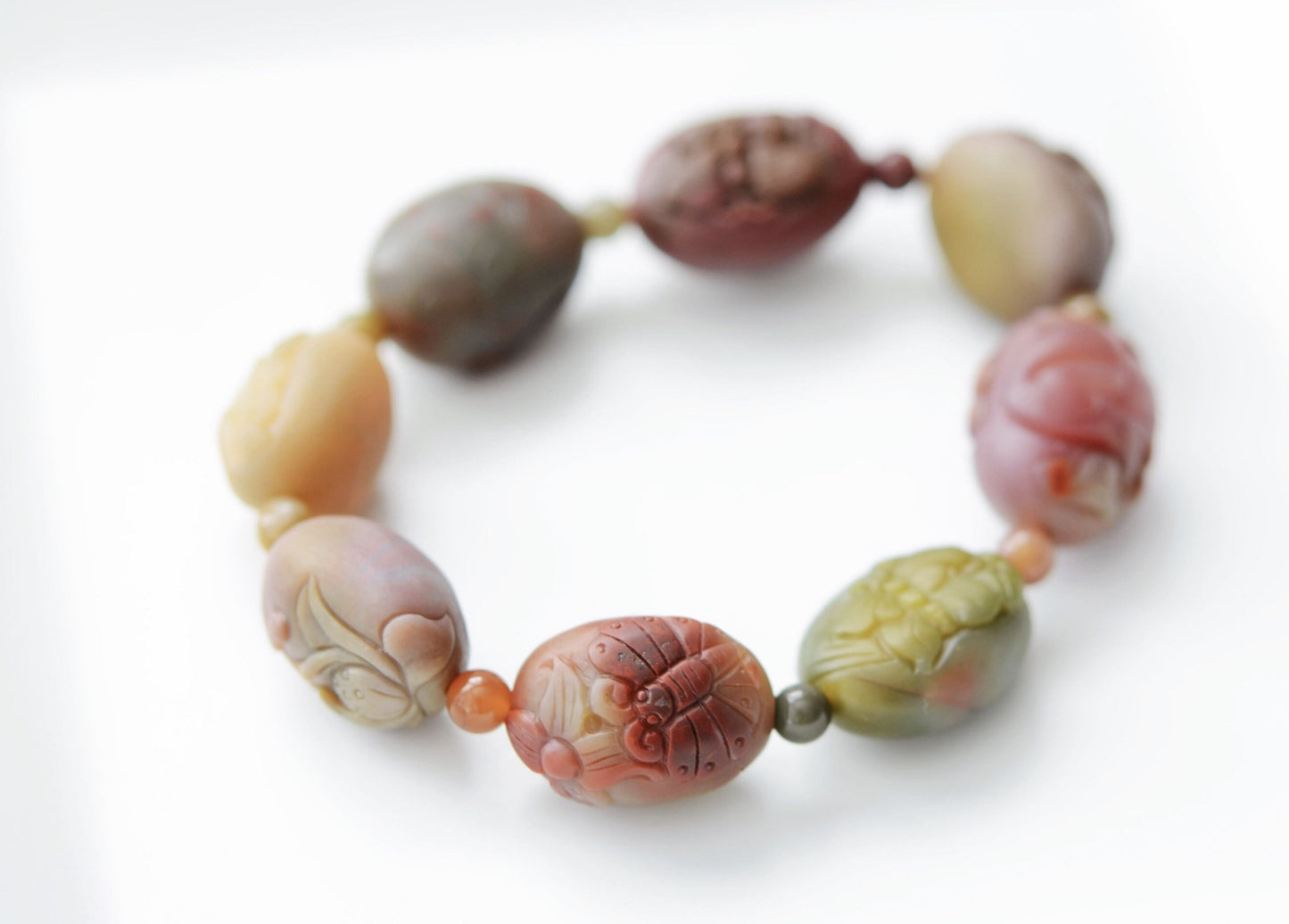 Top Grade Natural Yanyuan Agate Carved Egg Charm Bracelet, Genuine Carved Yanyuan Agate, 天然盐源玛瑙雕刻蛋蛋手串