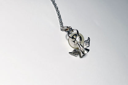 Natural Freshwater Pearl Pendant in 925 Silver Little Angel Design, Freshwater Pearl Necklace, 精品天然淡水珍珠925纯银Angel baby可爱小天使吊坠项链