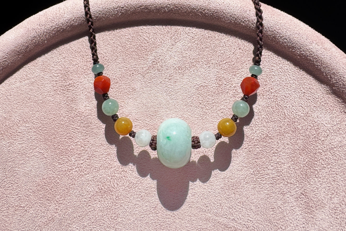 Certified Natural Grade A Jadeite Jade Hand Braided Adjustable Necklace, Jadeite Jade Necklace, 保真天然A货翡翠厚装路路通手编锁骨链项链