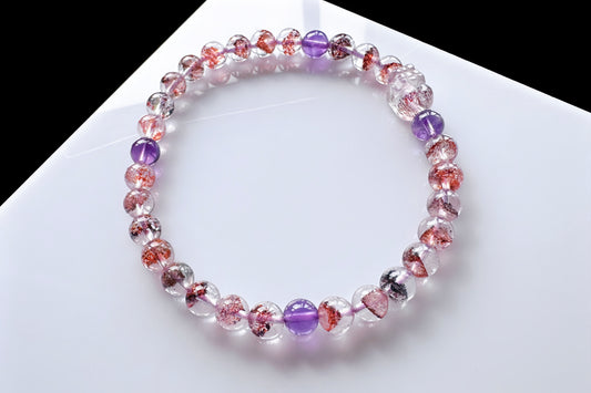 Rare Natural Pyramid Super Seven Beaded Bracelet with Super Seven Pixiu Charm, Top Grade Super Seven Bracelet, 天然招财金字塔超级七手串搭配超七貔貅