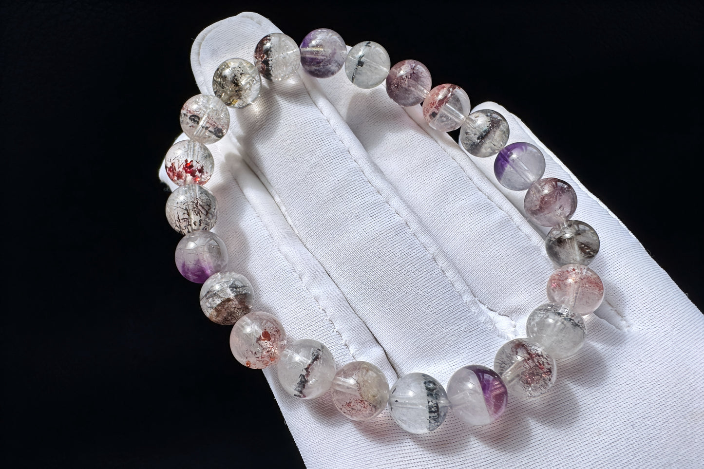 8mm Natural Super Seven Quartz Beaded Bracelet, Rare Venom Super Seven Bracelet, Venom Super 7 Crystal, 天然超级七手串毒液超七手串