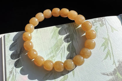 Natural Honey Brown Nephrite Jade Bracelet, Nephrite Jade Beads in Light Brown Sugar Color, 天然蜜糖色玉圆珠手串