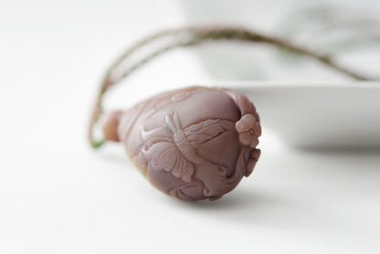 Natural Yanyuan Agate Carved Butterly and Flowers Pendant, 天然原矿盐源玛瑙雕刻蝶恋花精编吊坠