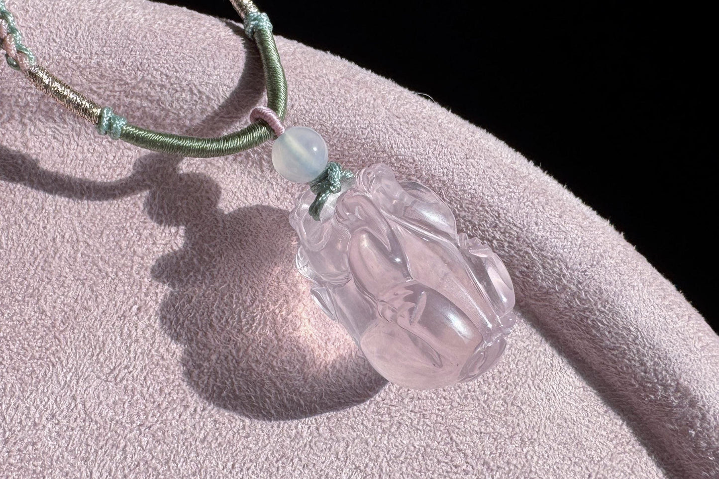 Certified Natural Mozambique Rose Quartz Hand Carved Pixiu Pendant, Rose Quartz Pixiu, 天然莫桑比克粉晶手工雕刻招财貔貅吊坠