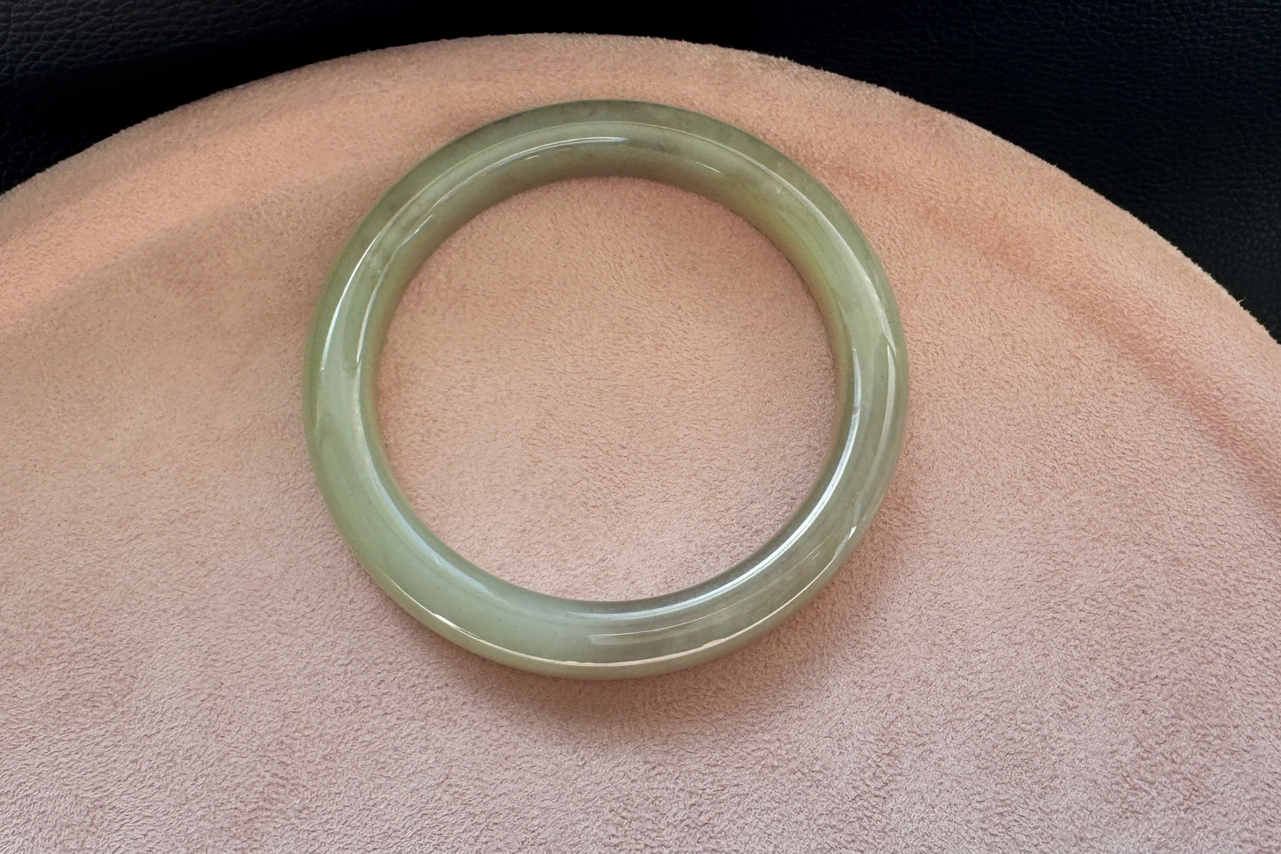 59mm Certified Natural Hetian Nephrite Jade Bangle in Light Green and Smokey Purple Colors, Nephrite Bangle with Certificate, 天然和田玉青海料绿色带烟紫色手镯