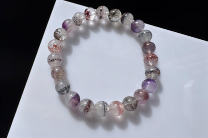 8mm Natural Super Seven Quartz Beaded Bracelet, Rare Venom Super Seven Bracelet, Venom Super 7 Crystal, 天然超级七手串毒液超七手串