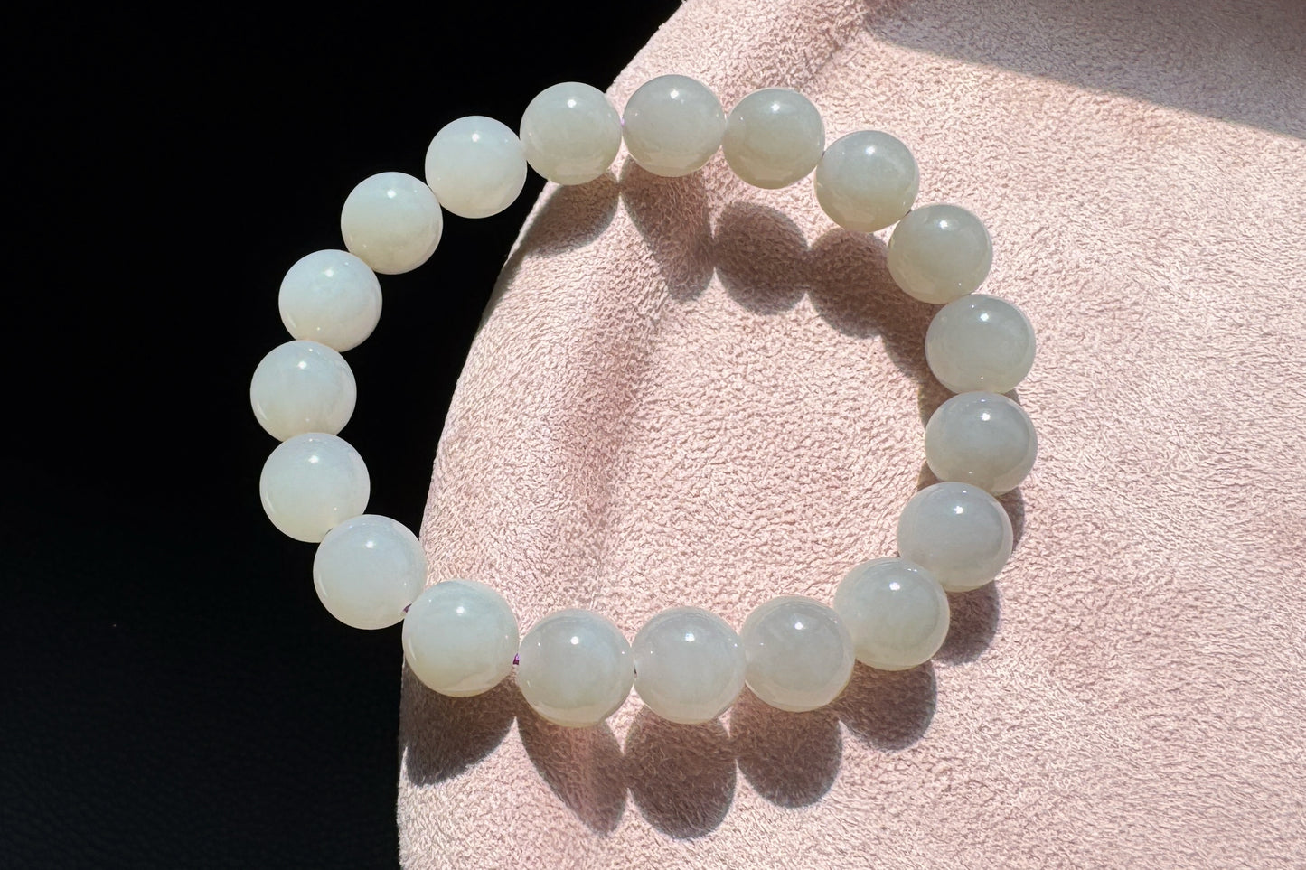 Natural Smokey Gray Hetian Nephrite Bracelet, Gray Nephrite Jade Beaded Bracelet, 天然青海料和田玉浅烟灰色圆珠玉手串