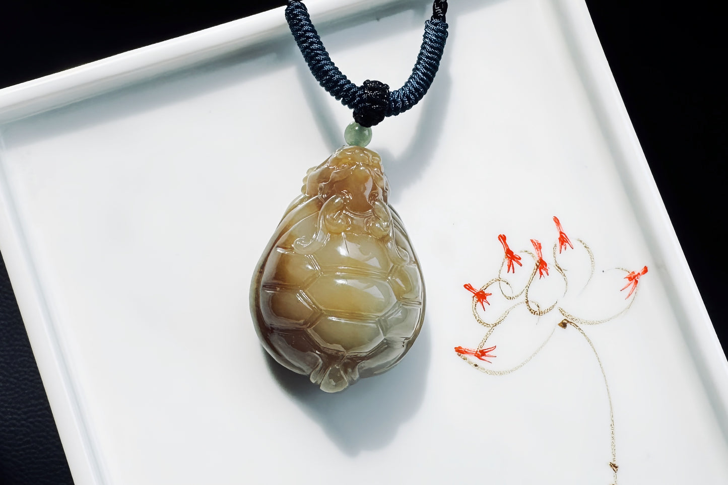 High Grade Natural Hetian Nephrite Hand Carved Dragon Turtle Pendant, Brown Sugar Nephrite Jade Dragon Turtle Pendant, 天然精品手工精雕糖白玉龙龟吊坠