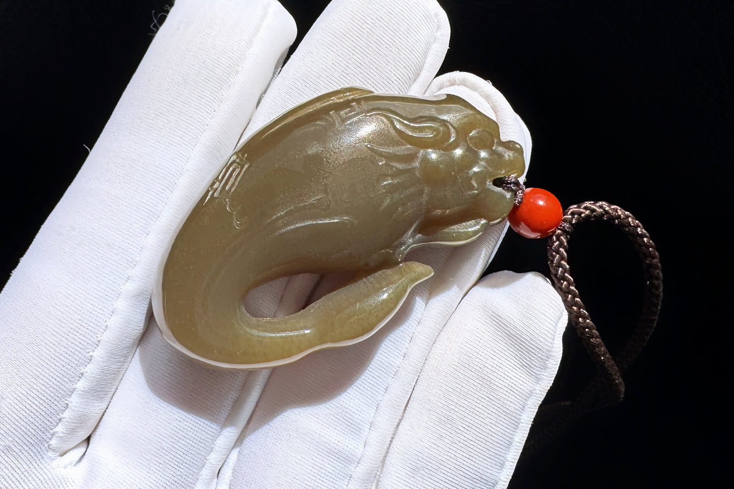 Certified Natural Dark Brown Sugar Hetian Nephrite Dragon Fish Pendant, Nephrite Jade Fish Turning Drago Pendant, Brown Jade, 天然糖玉鱼化龙吊坠深糖玉龙鱼吊坠