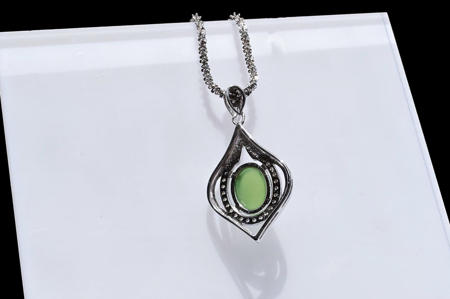 High Grade Natural Green Nephrite In S925 Sterling Silver Setting, Green Nephrite Silver  Pendant, 天然碧玉S925银吊坠