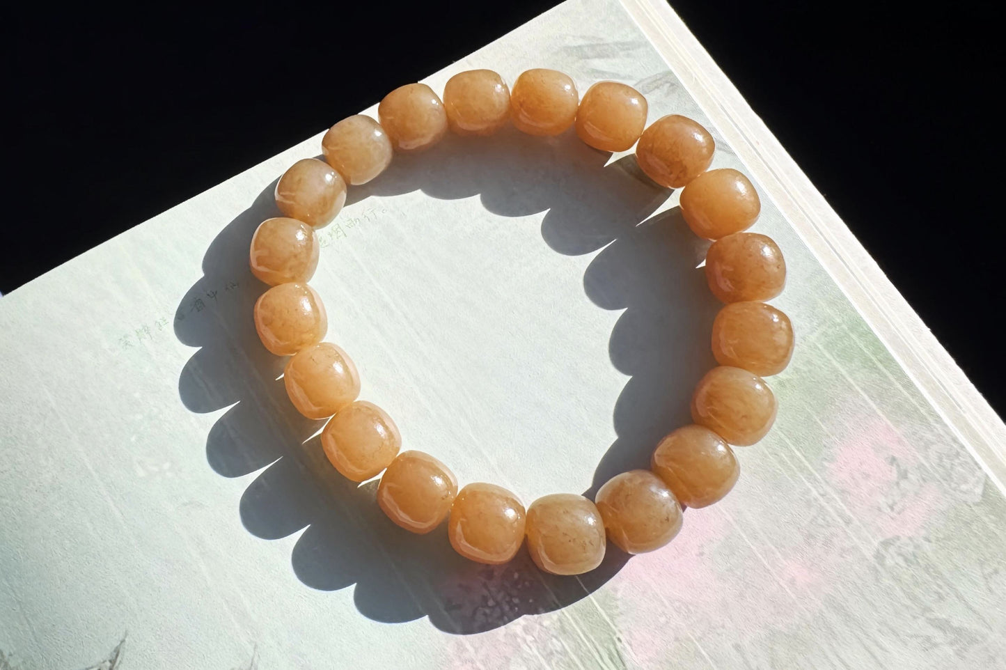 Natural Honey Brown Nephrite Jade Bracelet, Nephrite Jade Beads in Light Brown Sugar Color, 天然蜜糖色玉圆珠手串