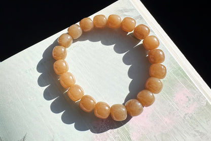 Natural Honey Brown Nephrite Jade Bracelet, Nephrite Jade Beads in Light Brown Sugar Color, 天然蜜糖色玉圆珠手串