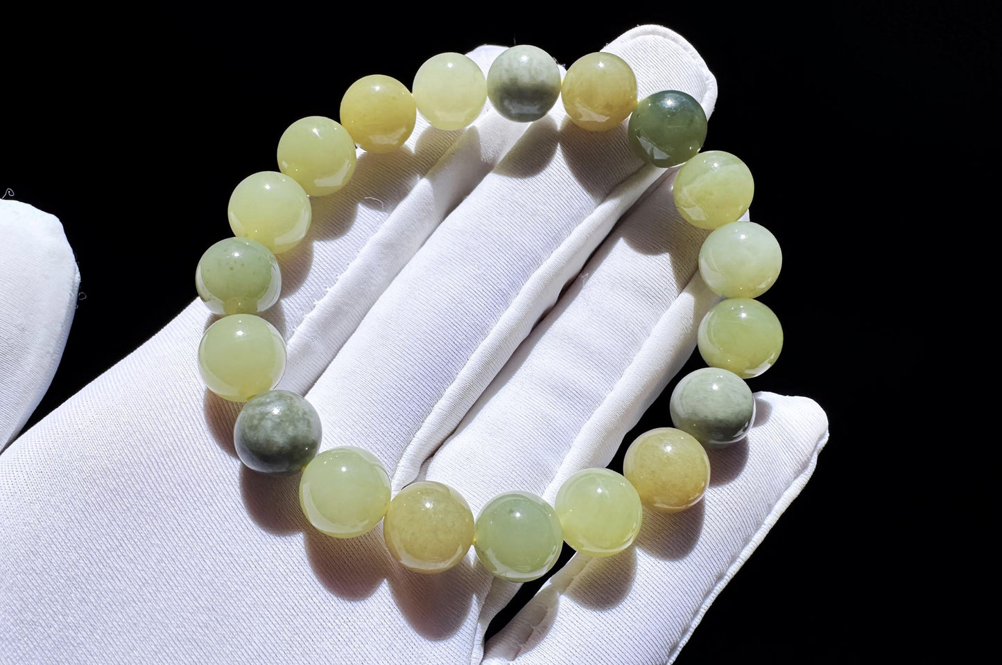 Certified Natural Yellow Nephrite Jade Bracelet with Blue Stone Skin, Unique Nephrite Jade Bracelet, 天然若羌蓝皮黄口料玉手串带证书