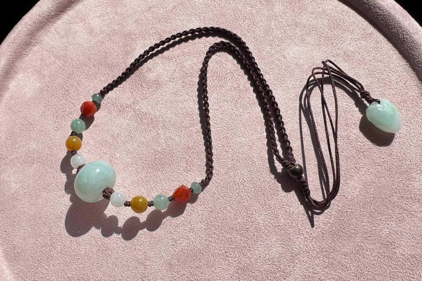 Certified Natural Grade A Jadeite Jade Hand Braided Adjustable Necklace, Jadeite Jade Necklace, 保真天然A货翡翠厚装路路通手编锁骨链项链