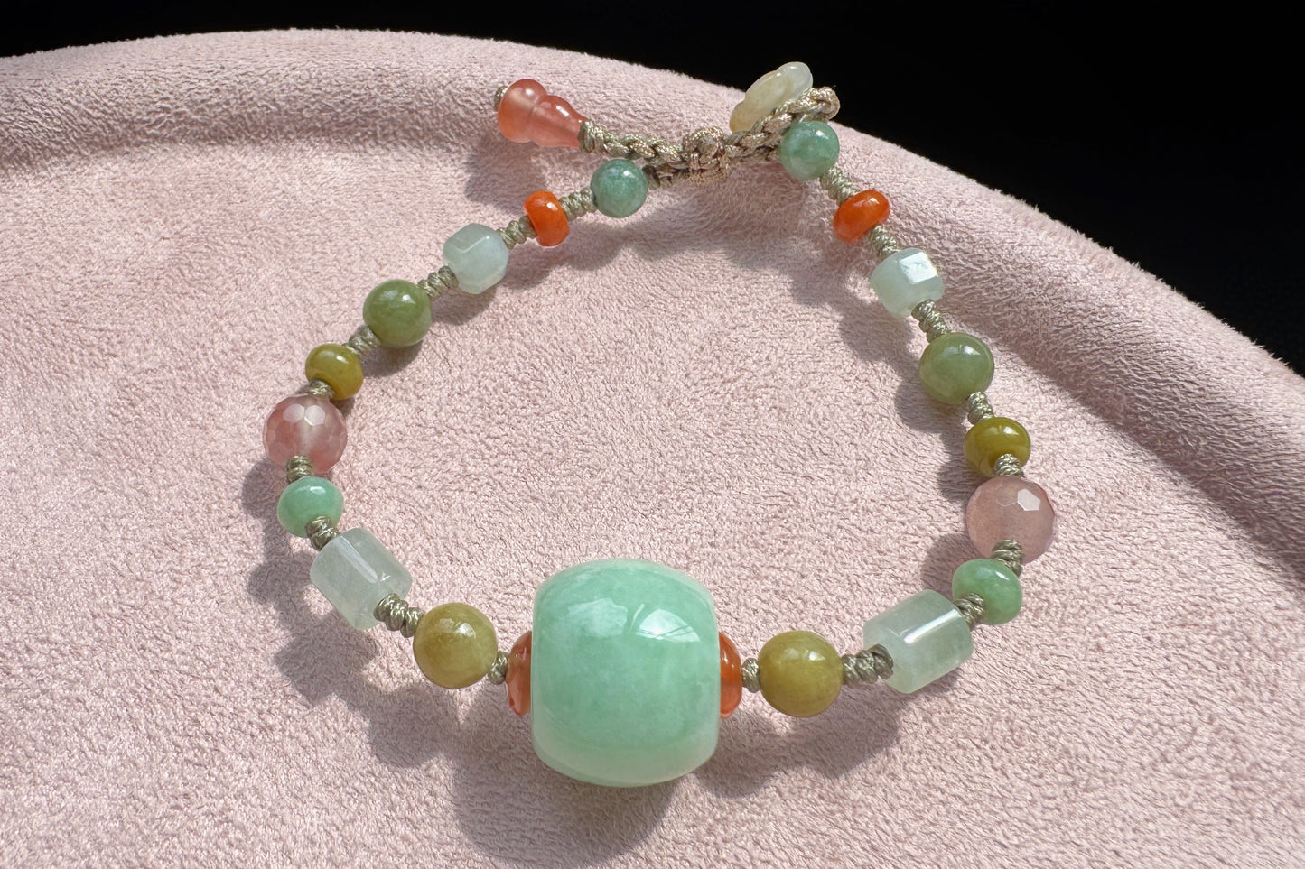 Natural Green Jadeite Jade Hand Braided Bracelet, Grade A Jade Beads in Multi-colors, Jade Bracelet, Jade Lu Lu Tong, 天然A货果绿色翡翠路路通配多宝翡翠珠手编手链