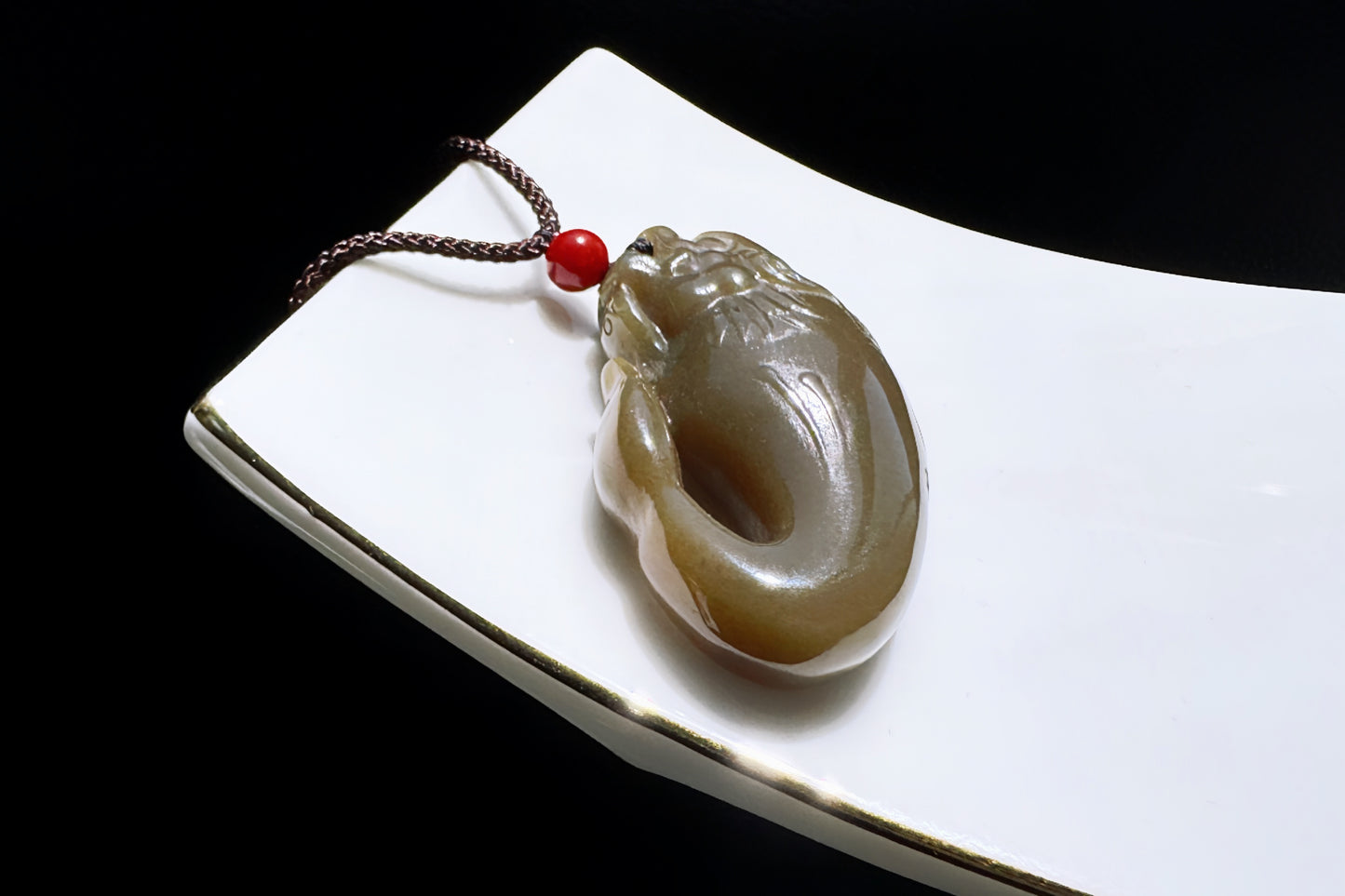 Certified Natural Dark Brown Sugar Hetian Nephrite Dragon Fish Pendant, Nephrite Jade Fish Turning Drago Pendant, Brown Jade, 天然糖玉鱼化龙吊坠深糖玉龙鱼吊坠