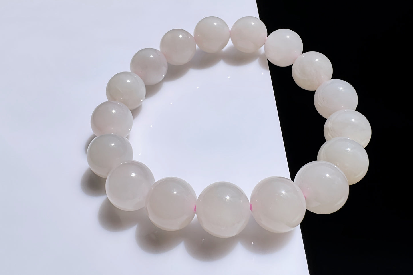 11mm Certified Natural Oufen Hetian Nephrite Bracelet, Icy Pink Hetian Nephrite Jade Beads Bracelet, 天然青海料藕粉和田玉圆珠手串