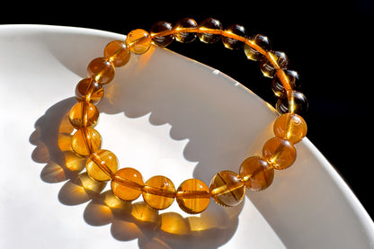 Certified Natural High Grade Citrine Bracelet, Untreated Citrine Bracelet, Deep Yellow Citrine, 天然无优化黄水晶手串