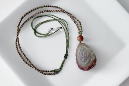 Natural Yanyuan Agate Carved Butterly and Flowers Pendant, 天然原矿盐源玛瑙雕刻蝶恋花精编吊坠