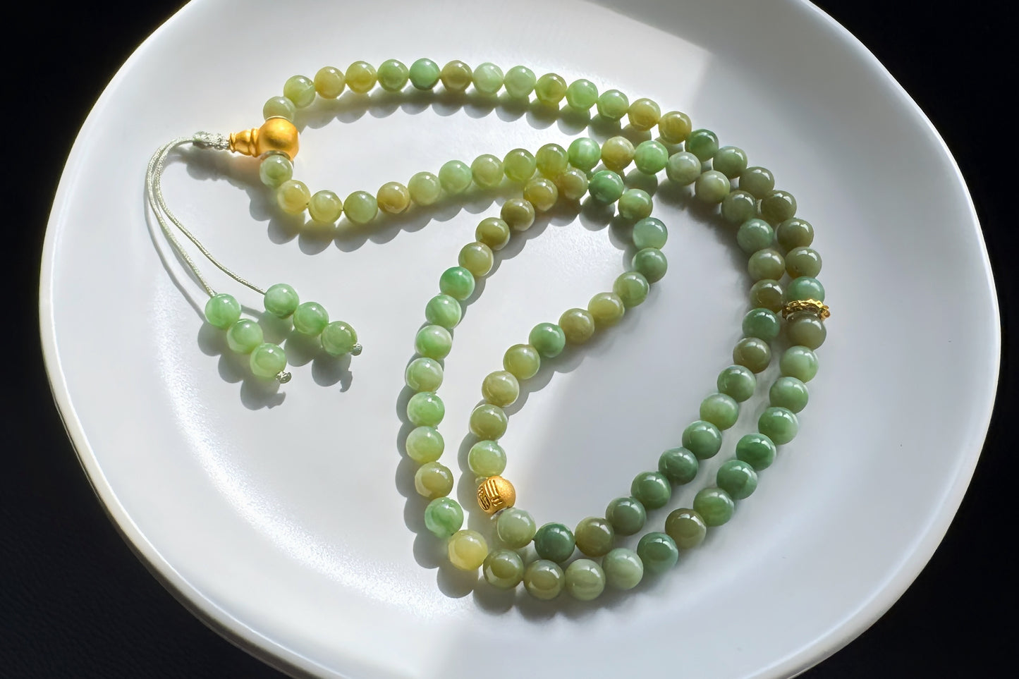 Natural Xinjiang Hetian Nephrite Bracelet in Mint Green and Brown Sugar Colors, Rare Multi-colored Nephrite Jade Bracelet, 天然且末黑羊洞碧玉糖三彩和田玉手串