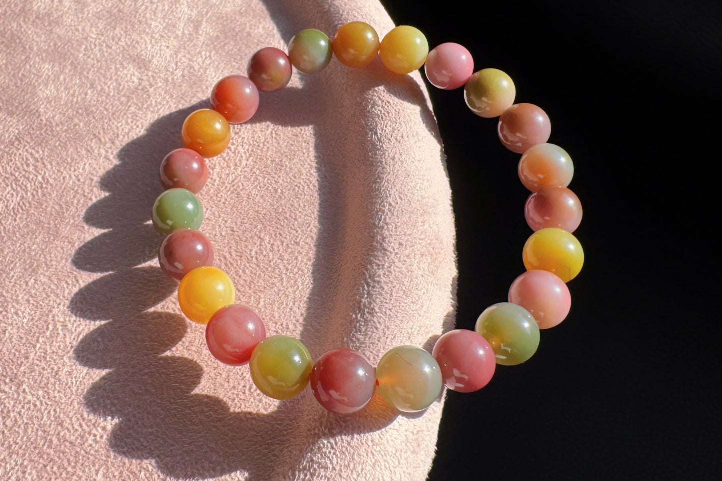 Natural Yanyuan Origin Agate Beaded Bracelet, Rainbow Color Yan-yuan Agate Bracelet, 天然盐源彩虹玛瑙西瓜色圆珠手串