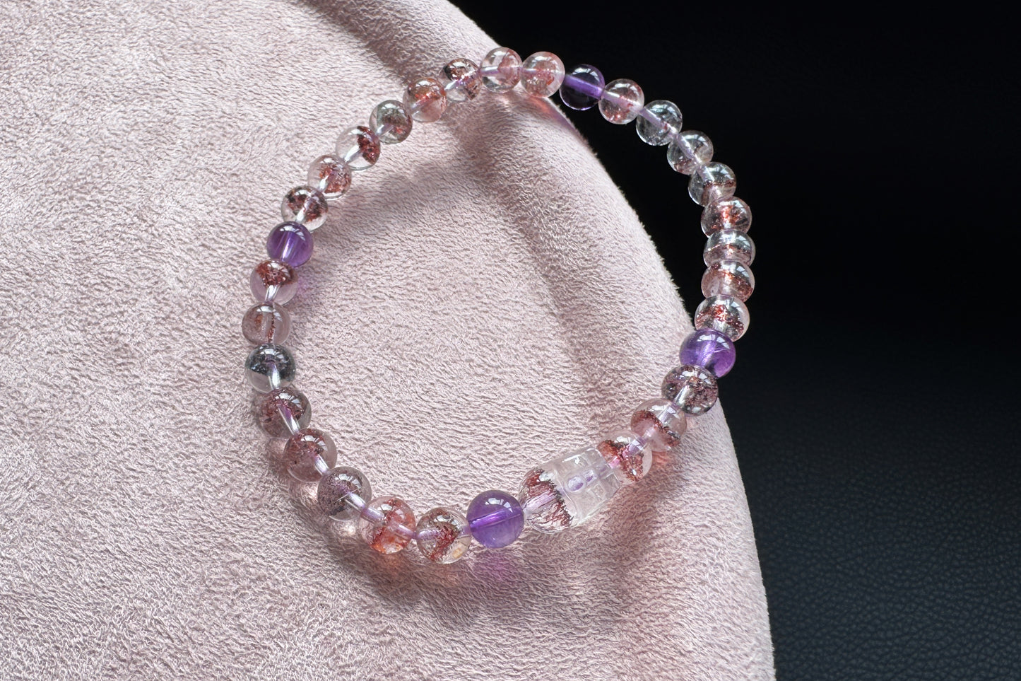 Rare Natural Pyramid Super Seven Beaded Bracelet with Super Seven Pixiu Charm, Top Grade Super Seven Bracelet, 天然招财金字塔超级七手串搭配超七貔貅