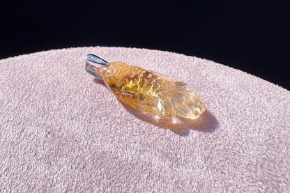 Certified Gem Grade Brazilian Citrine Hand Carved Fish Pendant, Citrine Fish Necklace, 天然极品巴西黄手工精雕小鱼吊坠