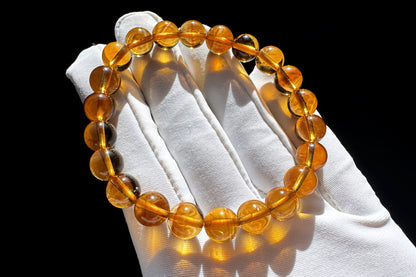 Certified Natural High Grade Citrine Bracelet, Untreated Citrine Bracelet, Deep Yellow Citrine, 天然无优化黄水晶手串