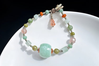 Natural Green Jadeite Jade Hand Braided Bracelet, Grade A Jade Beads in Multi-colors, Jade Bracelet, Jade Lu Lu Tong, 天然A货果绿色翡翠路路通配多宝翡翠珠手编手链