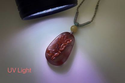Natural Nanhong South Red Agate Hand Carved Nine Tailed Fox Pendant, Carved Nanhong Agate Fox, 天然原矿川料南红手工精雕九尾狐吊坠