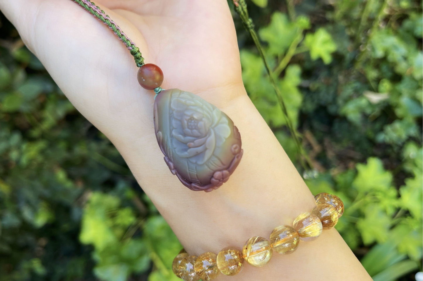 Natural Yanyuan Agate Carved Butterly and Flowers Pendant, 天然原矿盐源玛瑙雕刻蝶恋花精编吊坠