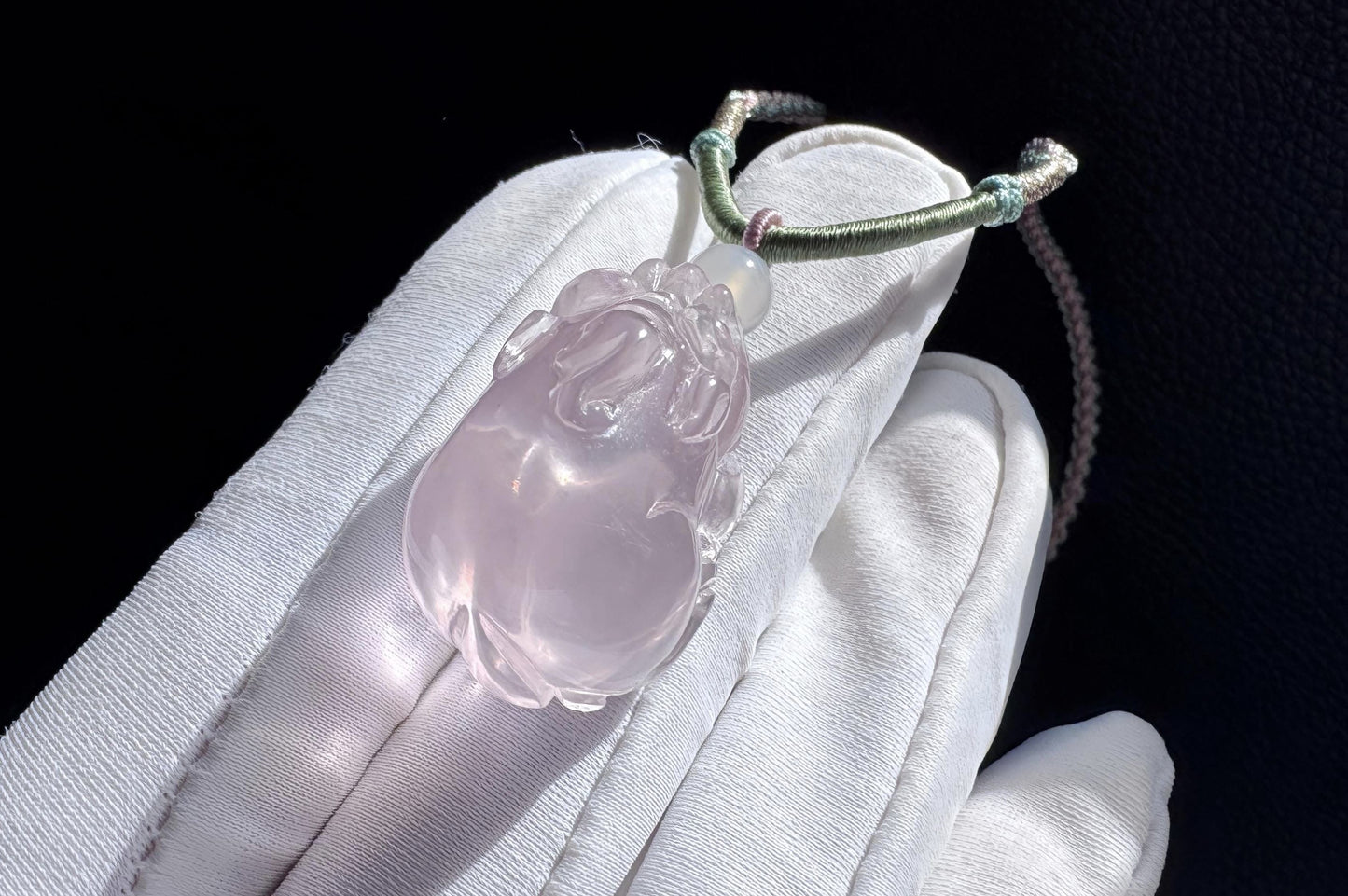 Certified Natural Mozambique Rose Quartz Hand Carved Pixiu Pendant, Rose Quartz Pixiu, 天然莫桑比克粉晶手工雕刻招财貔貅吊坠