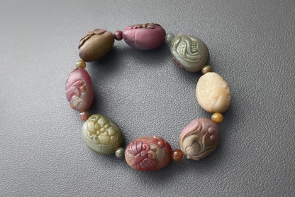 Top Grade Natural Yanyuan Agate Carved Egg Charm Bracelet, Genuine Carved Yanyuan Agate, 天然盐源玛瑙雕刻蛋蛋手串