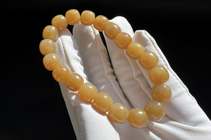 Natural Honey Brown Nephrite Jade Bracelet, Nephrite Jade Beads in Light Brown Sugar Color, 天然蜜糖色玉圆珠手串