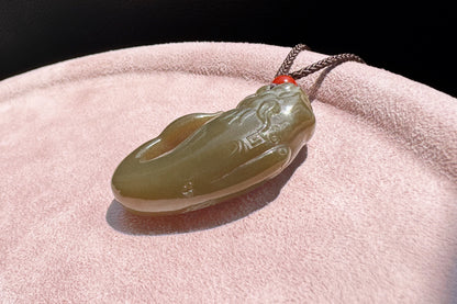 Certified Natural Dark Brown Sugar Hetian Nephrite Dragon Fish Pendant, Nephrite Jade Fish Turning Drago Pendant, Brown Jade, 天然糖玉鱼化龙吊坠深糖玉龙鱼吊坠