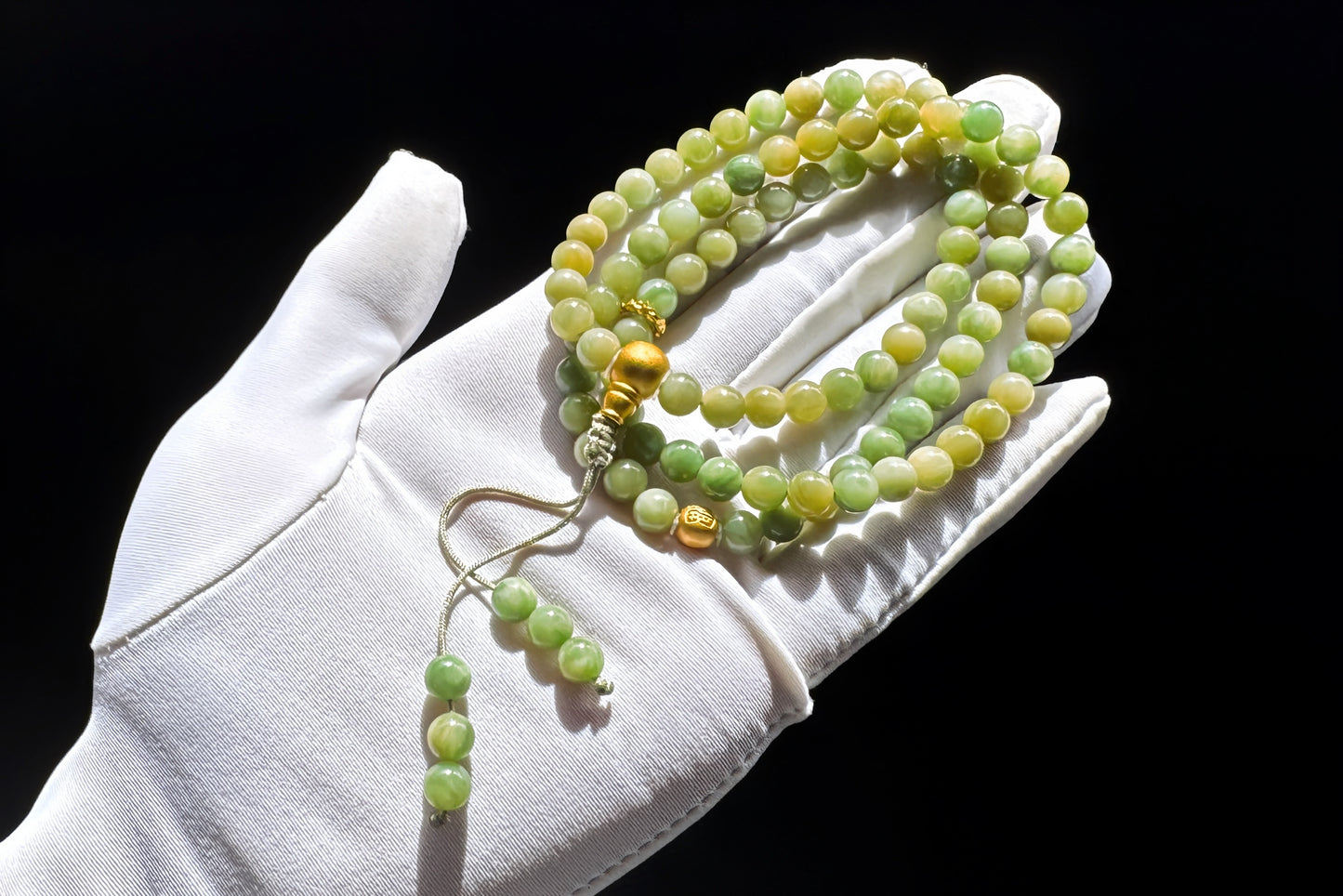 Natural Xinjiang Hetian Nephrite Bracelet in Mint Green and Brown Sugar Colors, Rare Multi-colored Nephrite Jade Bracelet, 天然且末黑羊洞碧玉糖三彩和田玉手串