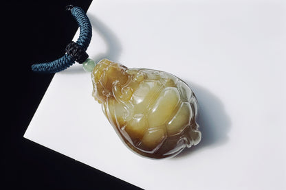 High Grade Natural Hetian Nephrite Hand Carved Dragon Turtle Pendant, Brown Sugar Nephrite Jade Dragon Turtle Pendant, 天然精品手工精雕糖白玉龙龟吊坠