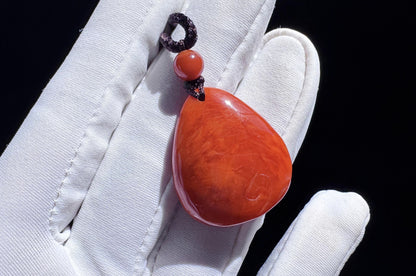 Natural Untreated Nanhong South Red Agate Peony Pendant, Fire Pattern Nanhong, Carved Nanhong Agate Pendant, 天然川料南红玛瑙手工雕刻牡丹花吊坠