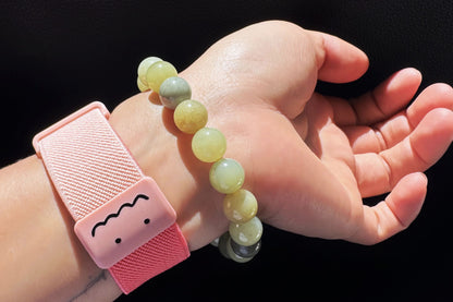 Certified Natural Yellow Nephrite Jade Bracelet with Blue Stone Skin, Unique Nephrite Jade Bracelet, 天然若羌蓝皮黄口料玉手串带证书