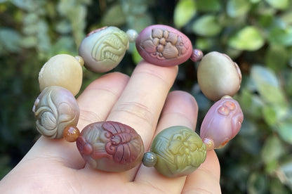 Top Grade Natural Yanyuan Agate Carved Egg Charm Bracelet, Genuine Carved Yanyuan Agate, 天然盐源玛瑙雕刻蛋蛋手串