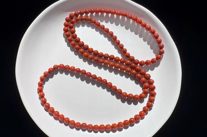 Natural Nanhong South Red Agate Beaded Four Wraps Bracelet, Unheated Sichuan Nanhong, 天然川料南红玛瑙多圈手串
