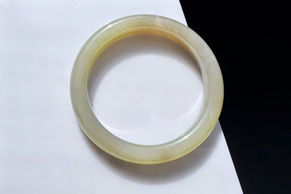 59mm Certified Natural Hetian Nephrite Jade Bangle in Light Green and Smokey Purple Colors, Nephrite Bangle with Certificate, 天然和田玉青海料绿色带烟紫色手镯